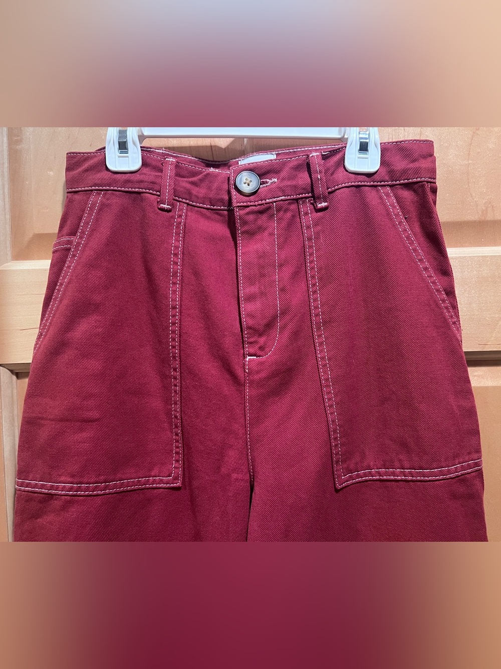 BDG Urban Outfitters Women Rust Wide Leg Utility Pant Contrast Stitch W27 Grunge - Picture 2 of 12